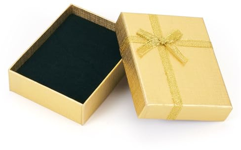 Boutigem Schmuck-Geschenkboxen aus goldenem Karton, rechteckig, für Halsketten, Armbänder, Ohrringe, Schmuckverpackungen, 12 Stück