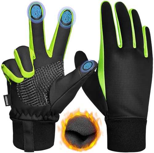Sukeen Handschuhe Winter Herren Damen,Winddichte Handschuhe Fahrradhandschuhe Winter Thermohandschuhe Laufhandschuhe rutschfeste Touchscreen Handschuhe Fahrhandschuhe Wärme Schwarze Sporthandschuhe