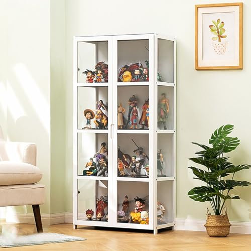Acryl-Vitrine mit Glastür, Curio-Regal, Bambus-Aufbewahrung für Kosmetik, Schlafzimmer, Wohnzimmer, Arbeitszimmer, Organizer