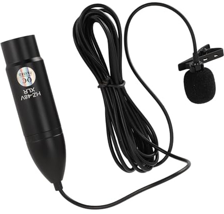 Jectse Microfono Lavalier da Bavero, Riduzione Intelligente del Rumore, Suono Ad Alta Definizione, Lega di Alluminio, con Interfaccia XLR a 3 Pin, Alimentazione 48 V, per Vari