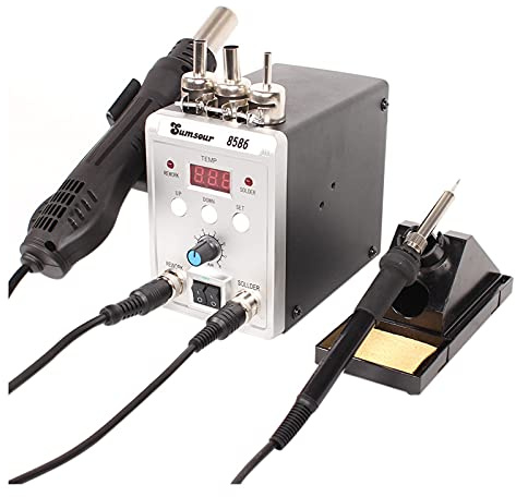 Soldering Station 8586 2 in 1 Hot Air Electric Soldering Iron SMD Rework Desoldering Soldering Iron Soldering Machine Repair Tool Kit (Color : set-6) (set)