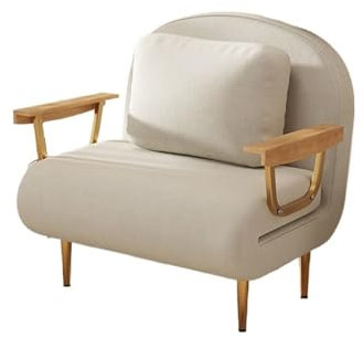 Ausziehbares Schlafsofa mit verstellbarer Rückenlehne und Kissen, zusammenklappbare Chaiselongue in Weiß (Einheitsgröße)