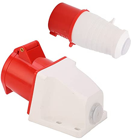 Fydun Enchufe de Alimentación de 4 Pines, Conector Industrial Trifásico, Juego de Enchufes Montados 32A AC380V 415V para Varios Lugares de Trabajo en Interiores y Exteriores