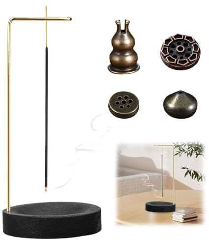 3-In-1 Räucherstäbchenhalter, Räucherstäbchen Halterung Mit Kegel Spule, Räucherstäbchen Halter Holz Basis, 4 Stück Halter Räucherstäbchen, Incense Holder Für Deko Yoga Meditation Home Office