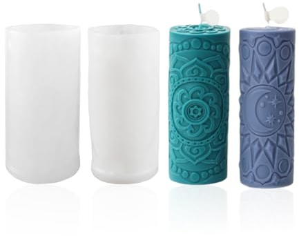 YSJCHEBS 2 Uds Molde Cilíndrico Estampado Molde De Silicona DIY Artesanía Aromaterapia Escayola Molde Jabón Molde Fiesta Vela Molde