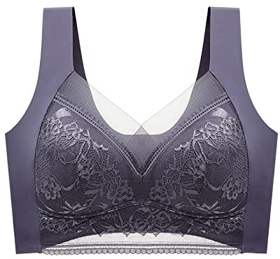 DFSDJEUW Today Non Wired Bras for Women UK Plus Size Comfortable Push Up Bralettes Thin Breathable Seamless Support Underwear Soft Padded Sexy Sports Bra Grey XL
