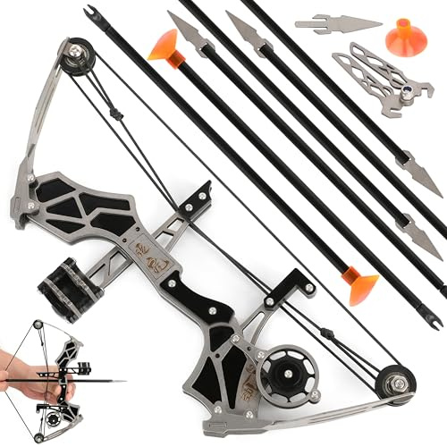 surwolf 10-15lb Mini arco e frecce set Arco composto e frecce set per il tiro al bersaglio e i giochi Arco tascabile Adolescenti Tiro con l'arco Giochi per Interni (ZL-nero)