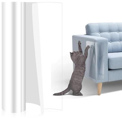 CIOXSOIO Protector Sofa Gatos Arañazo, 30 * 500cm Protector Puertas arañazos Perro, Transparente Antiarañazos Gatos Sofa, Autoadhesiva Protector de Sofa Anti para Puerta, Pared, Sofá