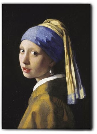 Giallobus - Gemälde - Jan Vermeer - Das Mädchen mit dem Perlenohrring - Premium Loom Canvas mit hoher Dicke - 70L x 100l cm - Bereit zum Aufhängen - Moderne Gemälde