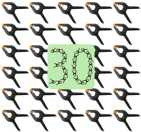 30 Pcs 3.5 Inch Plastic Spring Clamps, Black Heavy Duty Clips, Small Spring Clamps for Backdrop Stand, Crafts, Photography, Woodworking, Home Projects, Banner, Balloon Arch, Clamp with Flexible Pads