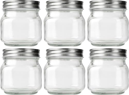 Aeetial Mini Mason Jar 300ML Mugs: Small Glass Jars with Lids Set of 6 Canning Jar, Jam Jars, for baby food, Crafts, Spices, Wedding favors, Decorating Jar (Small)