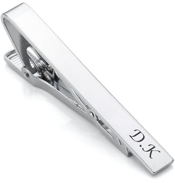 CHIC DIARY Personalisierte Krawattenklammer mit Text Gravur Edelstahl Krawattennadel Silber Business Clips Geschenk für Männer