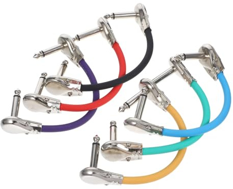Gatuida 6 Stück Pedal Patchkabel mit Klinkensteckern Gewinkelte Instrumentenkabel für Gitarren Effektgeräte Robuste Kupferkern Verbindungskabel für Pedalboard Kompatibel mit Verstärkern
