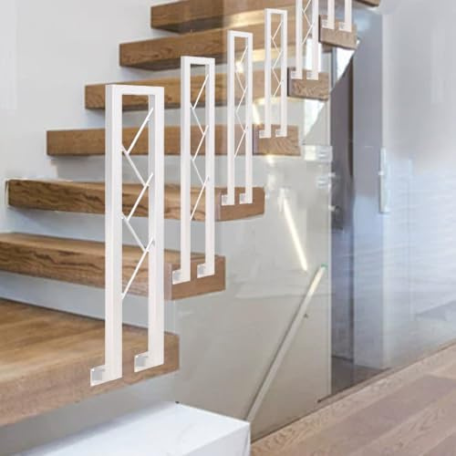 Balaustres de escalera de hierro forjado, pasamanos de metal blanco de 2 pies para barandilla de porche y cubierta, montaje lateral, escalones de interior/exterior, diseño elegante para seguridad y