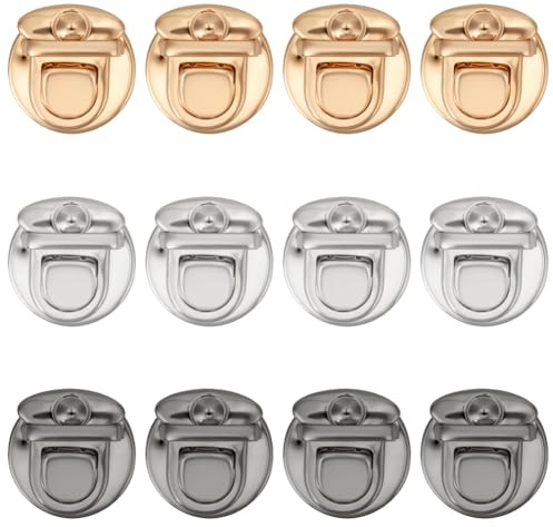 CRAFTYMELODY 12 juegos de 3 colores de cierre de hierro con botones de cierre a presión para monedero, cierre de metal, hebillas de clip para hacer bolsas, cierres de cierre a presión para carteras