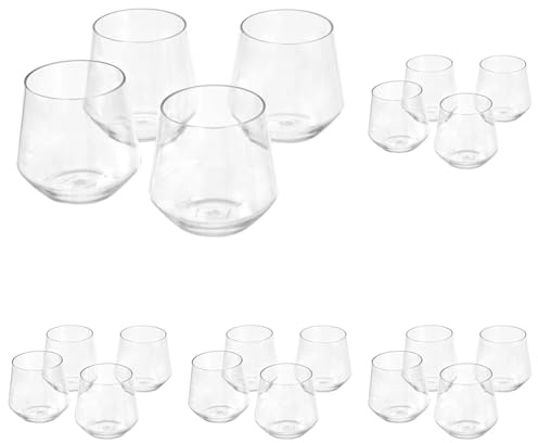 Amazon Basics Plástico Tritán sin BPA, Apto para Lavavajillas, Copa de Vino sin Tallo, a Prueba de Roturas, 0,40L, Transparente, Juego de 4 (Paquete de 5)
