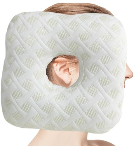 Generico Piercing pour les personnes dormant sur le côté – Support pour le sommeil en mousse à mémoire de forme | Pour oreilles de 28 x 28 x 7 cm | Pour utilisation en salle de sport, voyage, maison