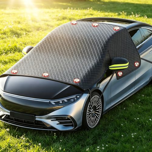Copertura per parabrezza, copertura per parabrezza auto, inverno, 10 magneti e 6 cinghie, copertura per maniglie delle porte, protegge da acqua, vento, neve, polvere, gelo, sole per SUV