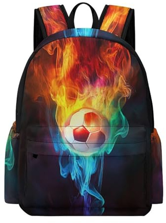 TPISLI Korg bolldesign skolryggsäck barn i åldrarna 7-10 brandmotiv dagväska flickor år 3 trendig modern 15,6 tums bärbar dator ryggsäck utomhus dag resor tillbaka till skolan gåva, Style-17, 42 x 30