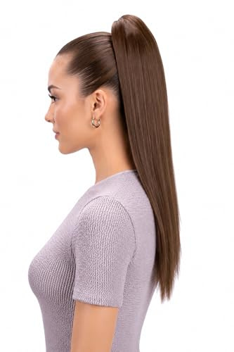 CAISHA 50cm Hårstycke Fläta Hästsvans Hårförlängning Rak Brun H148