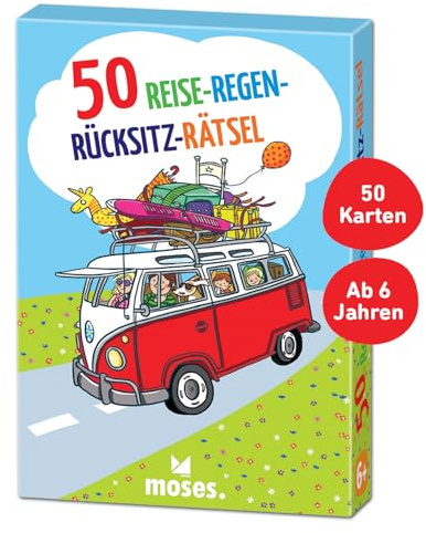 Moses 21123 50 Reise-Regen-Rücksitz-Rätsel | Kinderbeschäftigung | Kartenset