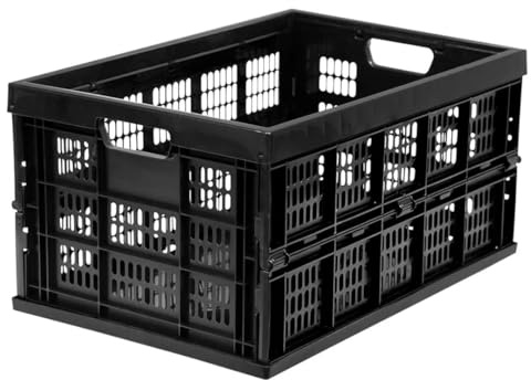 Work-It! Collapsible Milk Crate | 49 Liter Folding Storage Bin | Stackable Plastic Crate