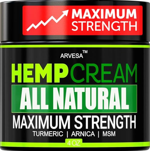Natural Hemp Cream - Maximum Strength Gel - Hemp Cream with Arnica, MSM, Glucosamine, Menthol, Aloe, Turmeric, Boswellia - Fast Absorption, Lightweight - Advanced Formula - 3.8 oz