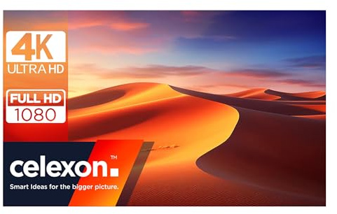 celexon Expert PureWhite Écran de Projection 125 | 280x158 cm 16:9 | Cadre de présentation étroit Blanc Mat 4K, Full-HD pour Home cinéma et Bureau vidéoprojecteur | Fixation Murale discrète