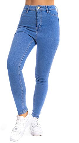 UC Womens Ex High Street Brand Summer Stretch Jeans Ladies High Waisted Denim Pants (Blue, 10)