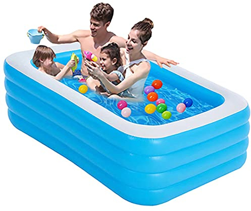 TONGQU Rectangular Inflatable Pool, Swimming Pool, Large Outdoor Pool for Adults Kids, Summer Water Party, for Garden Backyard Indoor & Outdoor