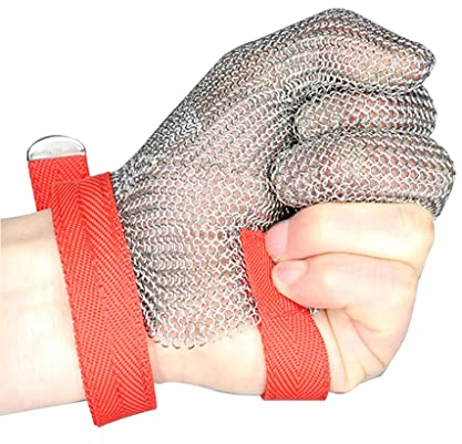 Gant Anti Coupure Gants résistants à la découpe de la Cuisine de Cuisine, 304 Gants de Travail en Acier Inoxydable, for l'abattage/Aventure extérieure (Size : 2pcs/S)