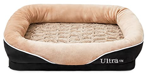 Ultra Large Black and Brown Dog Bed Orthopaedic Dog Beds Ideal Dog Cushion for Crates Machine Washable Cover Luxury Soft Snuggly Couch Bed Dog Beds Mattress Sofa Plush Fleece Interior Elevated