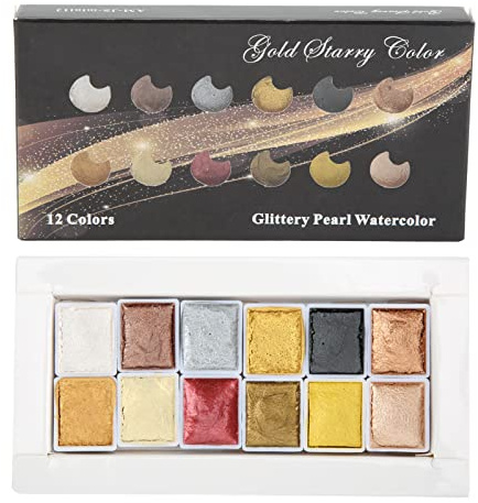 Aquarellfarbe, Metallic-Hochglanz-Aufhellungspigmente, Kunstmalerei, Solide Unterpackung, Perlglanz-Aquarellfarbe, Japanische Maniküre, Wisch