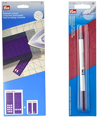 Prym 611937 Bügellineale universal Lineal & Trick-Marker (selbstlöschend), violett