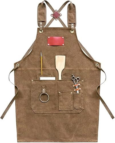 AUGUSE Tablier de Travail, Tablier de Soudure Tablier à Outils Tablier de Barista en Toile cirée Robuste Tablier de Barbecue en Toile Tablier de Barman Tabliers de Soudeur réglables (Color : C)