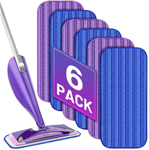 Reusable Mop Refill Pads for Flash Power Spray Mop, Microfibre Absorbing Wet Cloth Refills, Washable Powermop Pads for PowerMop & Any Type of Floor, 6 Pack