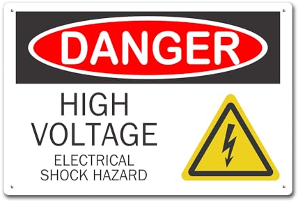 Vintage Warnschild Gefahr Hochspannung Elektroschock Gefahr Aluminium Metallschild für Eisengitter Zaun Straße 20,3 x 30,5 cm