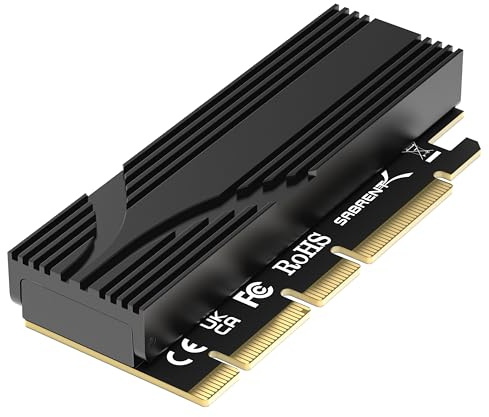 SABRENT M.2 NVMe SSD to PCIe x16 Tool-Free Add-in Card (AIC) with Aluminum Heatsink, M.2 PCIe Adapter for Gen5 SSDs PCIe 5.0, Backwards Compatible with Previous PCIe Generations (EC-TFPE)