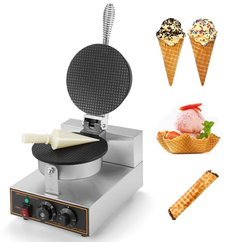 IRONWALLS Commercial Waffle Cone Maker Machine Electric 110V 1200W Steel