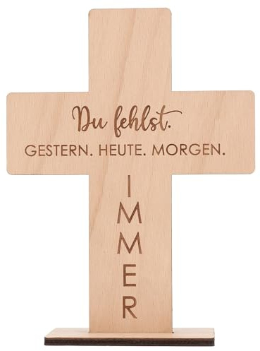 Spruchreif | Holzkreuz mit Gravur | Holzaufsteller Kreuz | Geschenke aus Holz | Christliche Geschenk | Geschenk Trauer | Trauergeschenk