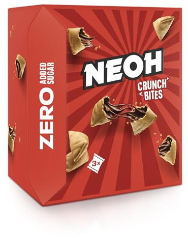 NEOH Low Carb Bites Schokolade - Ohne Zucker-Zusatz - nur 1 g Zucker | Crunchy Bites mit cremiger Haselnuss-Kakaofüllung | Viele Ballaststoffe| Perfekt für unterwegs oder als Müsli-Ersatz | 3x29g