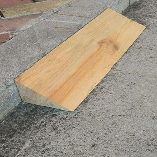 Schwellenrampe mit 6 cm Anstieg, Rollstuhlrampe aus Holz, Einfahrtsrampe für Übergangsschwellen, Türen, Einfahrten, Stufen, leichte Bordsteinrampen (Größe: 90 x 10 x 6 cm)