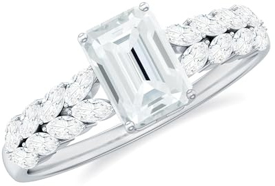 Molioaki Smaragdschliff Verlobungsring Damen 925 Sterling Silber/9K/14K/18K Gold Eheringe Frauen Ringe 1.51-3.51 ct 5A Zirkonia/Moissanit/Lab-Diamant Personalisierte Individuelle Gravur Ring