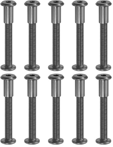 PATIKIL M8 x 40 mm anslutningsskruvar, 10 set med sexkantiga skruvar Chicago, möbelskruvar hylsskruvar för scrapbook, möbler, skåp, träbräda, svart