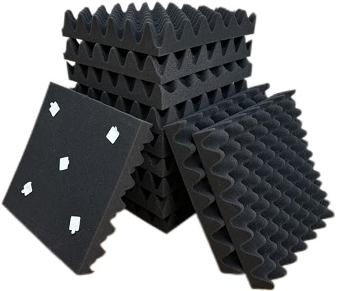24 Pack Acoustic Foam Panels 12“ × 12” × 2 Egg Pattern Acoustic Wall Panels Recording Studio Acoustic Foam Panels (Black)