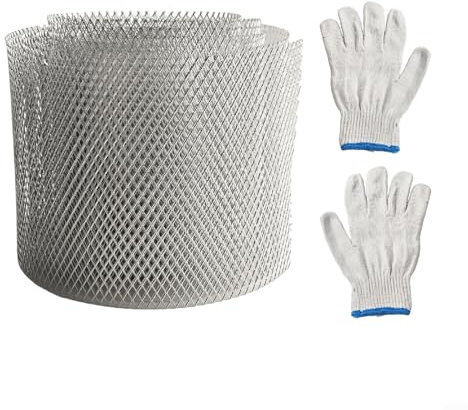 Emiif Dachrinnenschutz-Schutznetz, 6 m, Anti-Blatt-Abdeckung, Aluminium-Filter, Dachrinne, Traufgitter für Zuhause, Dachentwässerungssystem, Sonnenschutz, Abdichtung in der Küche (12,7 cm x 6 m)