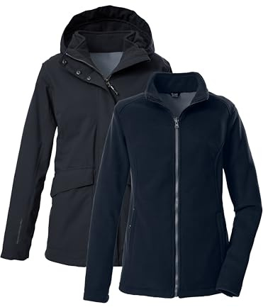 Killtec Donna Giacca da esterno/3 in 1 giacca funzionale con cappuccio e giacca in pile con cerniera KOW 189 WMN JCKT, schwarz blau, 44, 43311-000