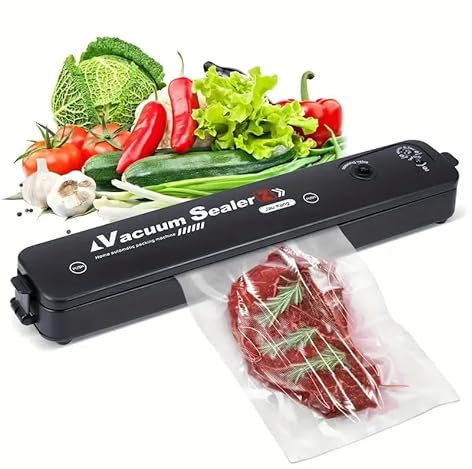 Home Vista Vacuum Sealer Machine with 10 Vaccum Bags - Food Vacuum Sealer with Built-in Cutter, 60KPA Suction, Longer Seal for Dry & Moist Food Preservation, Heat Sealer Machine