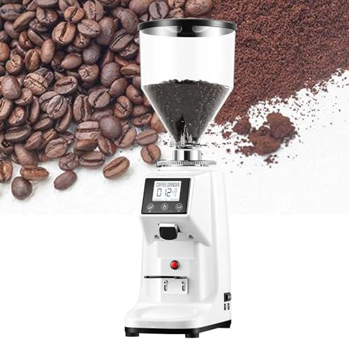Molinillo De Café EléCtrico De Muelas, Molinillo De Café Para Uso DoméStico, Panel De Control Led, Soporte De Embudo Desmontable, 19 Configuraciones De Molido, AutomáTico Cafeteras,White-500G
