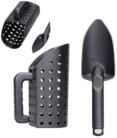 Sand Scoop Hourglass Sand Bucket Outdoor Beach Sand Shovel Treasure Hunting Shovel Lightweight Plastic Metal Detector Filter Screen Beach Tools Set 2 Pieces